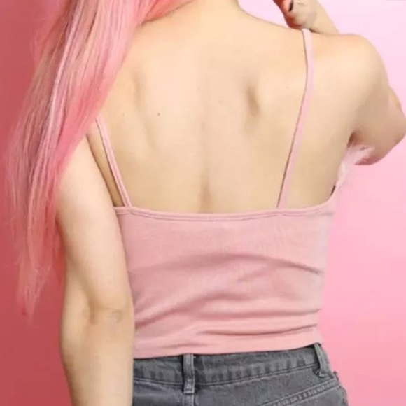 Pink feather boa marabou trim tank top cami shirt club festival rave dancer cute - Picture 7 of 8